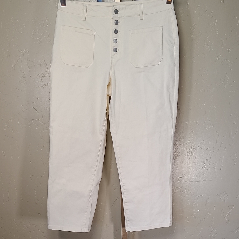 d. jeans Cream Flare & Wide Leg Jeans Button Fly Size 14